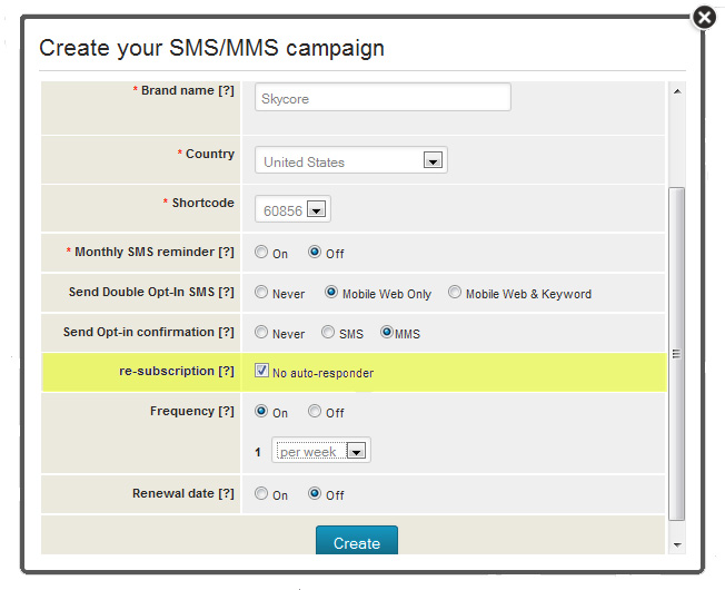 create your SMS or MMS campaign