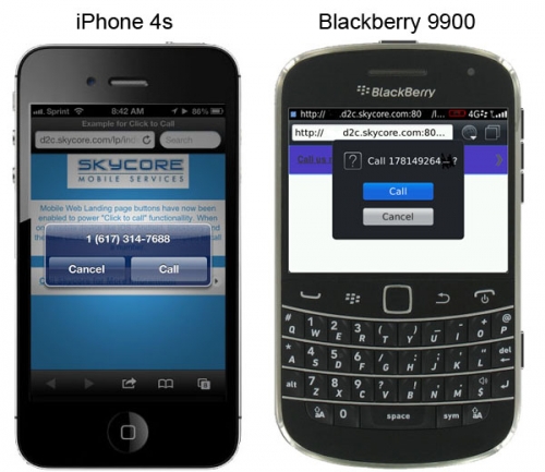 iphone 4s and blackberry 9900 previews of landing pages