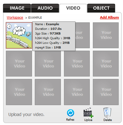 preview video size in relevant encoded mobile formats
