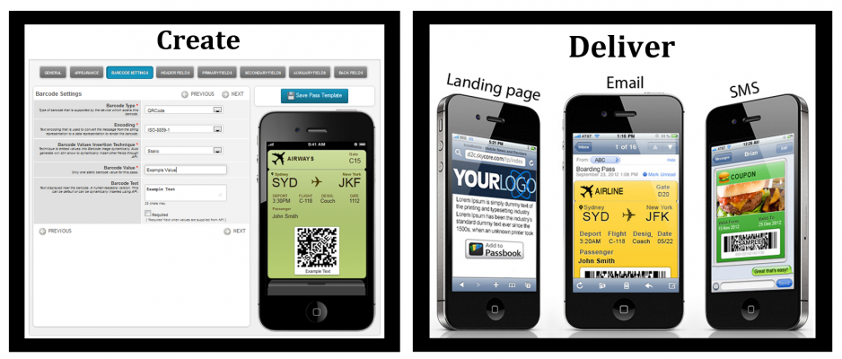 create passes and deliver landing pages emails and sms