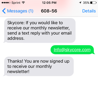 email-request-sms sms email address collection