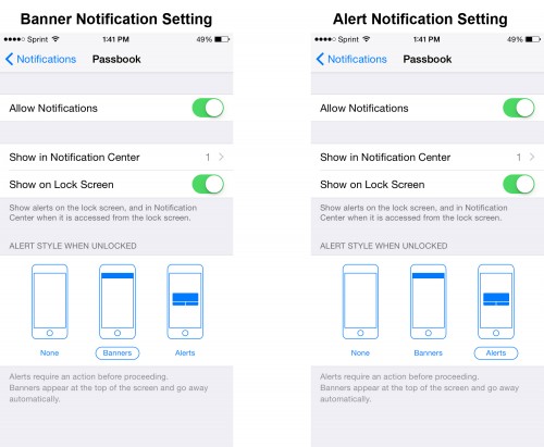 ios notification settings banner and alert notification setting