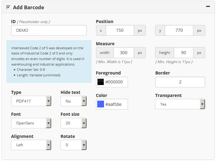 Add a dynamic barcode