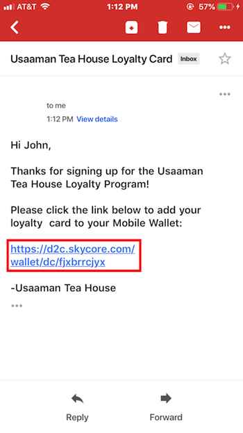 Receiving the Apple Wallet Pass by Email