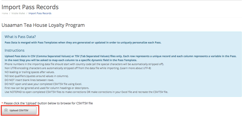Upload a CSV/TSV file