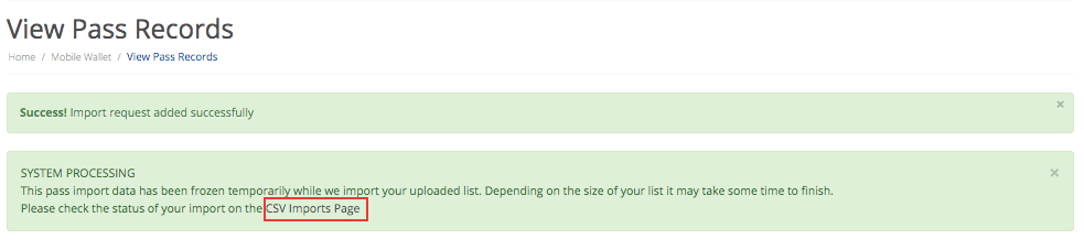Import pass records confirmation message