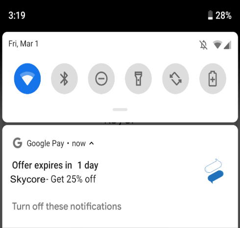 Offer Expiration Notification for Google Pay