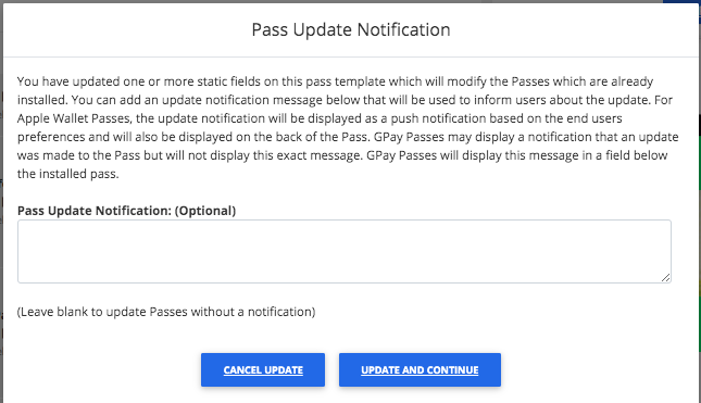 Pass templates update notifications