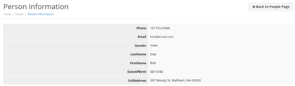 personal information of audience member