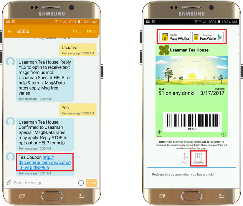 android receive and save mobile wallet