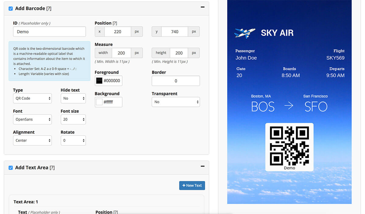 Airline Ticket created in our personalized image builder