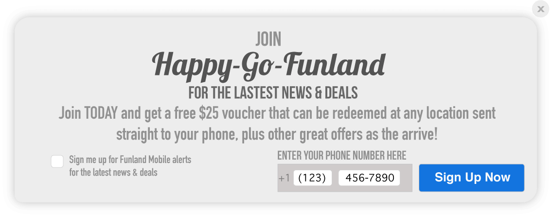 Online Opt-in form Web user opt-in form grants the sender permission to send text alerts to customers