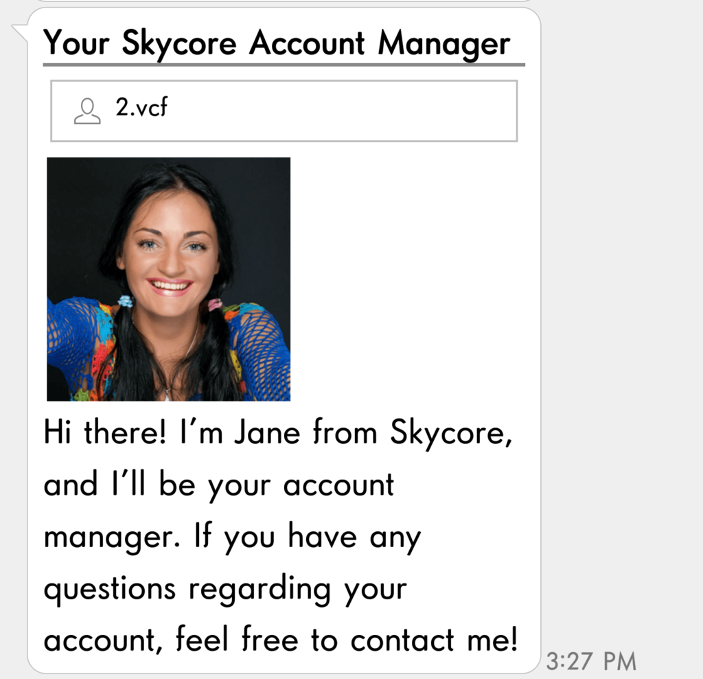 vCard Delivered through android message