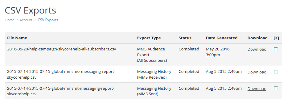 CSV Exports