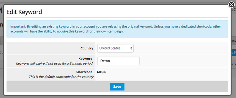 Edit keyword