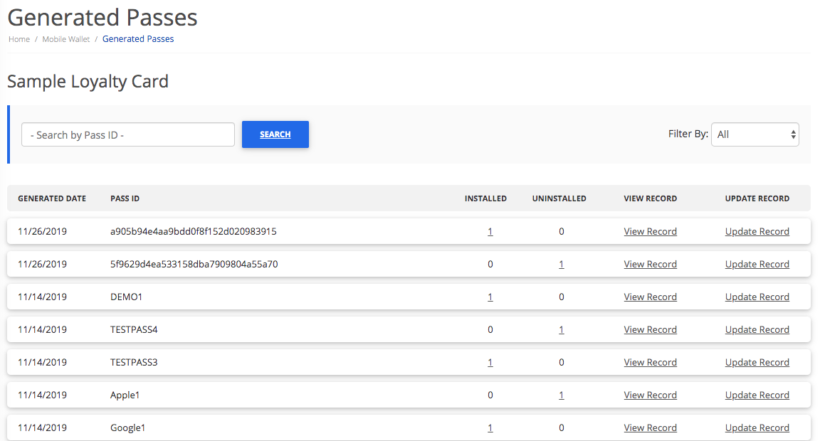 Generated Passes - Pass Data Manager Tab