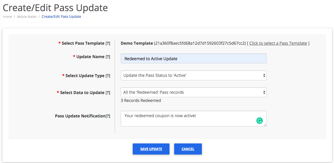 Creating an Update part 2