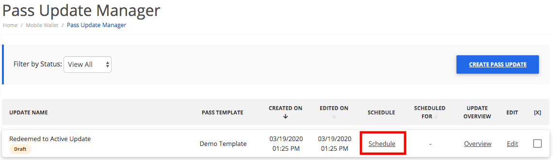Schedule a pass update