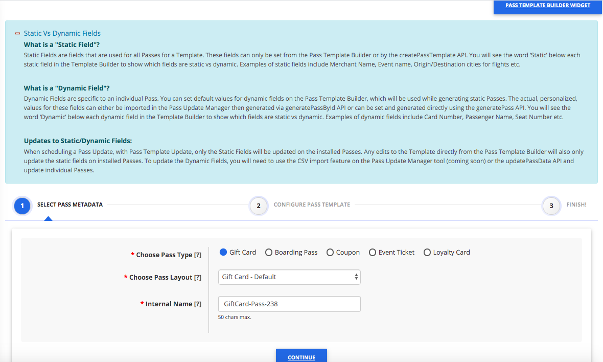 Pass Template Builder Step 1