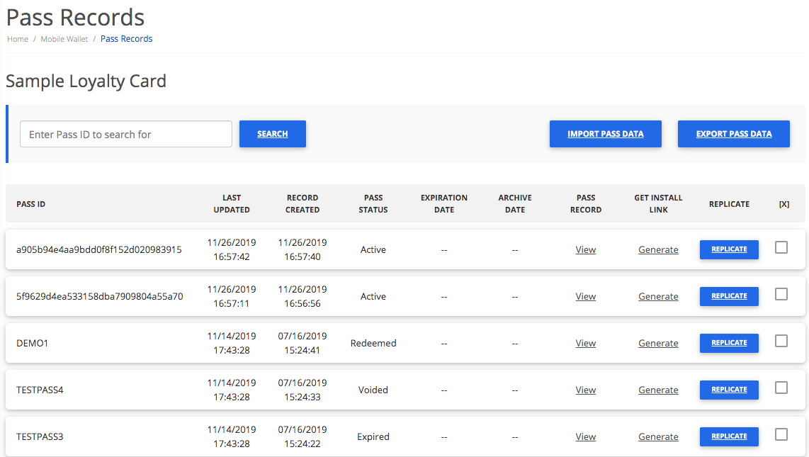 Pass Records - Pass Data Manager