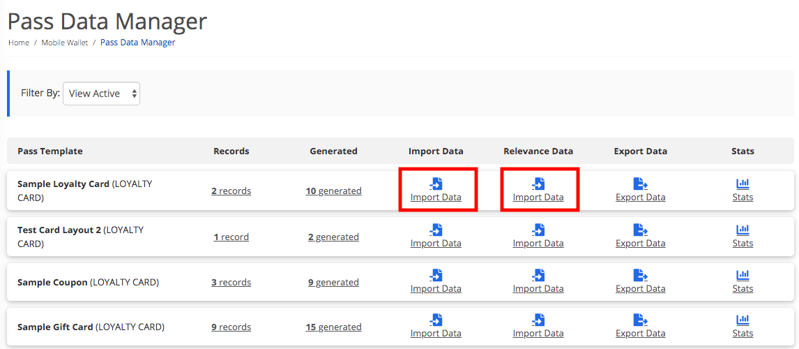 Importing Pass Data