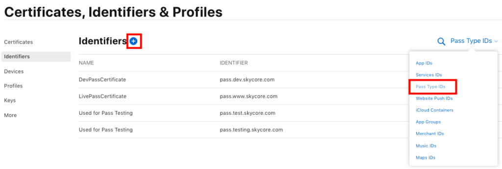 IOS pass IDs