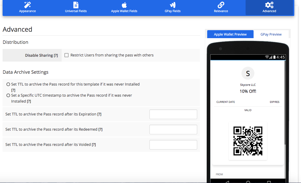 Coupon layout 2 advanced fields