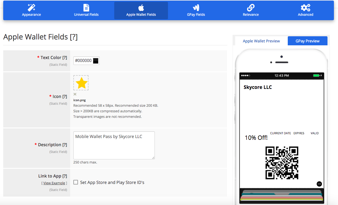Coupon layout 2 Apple Wallet fields 1
