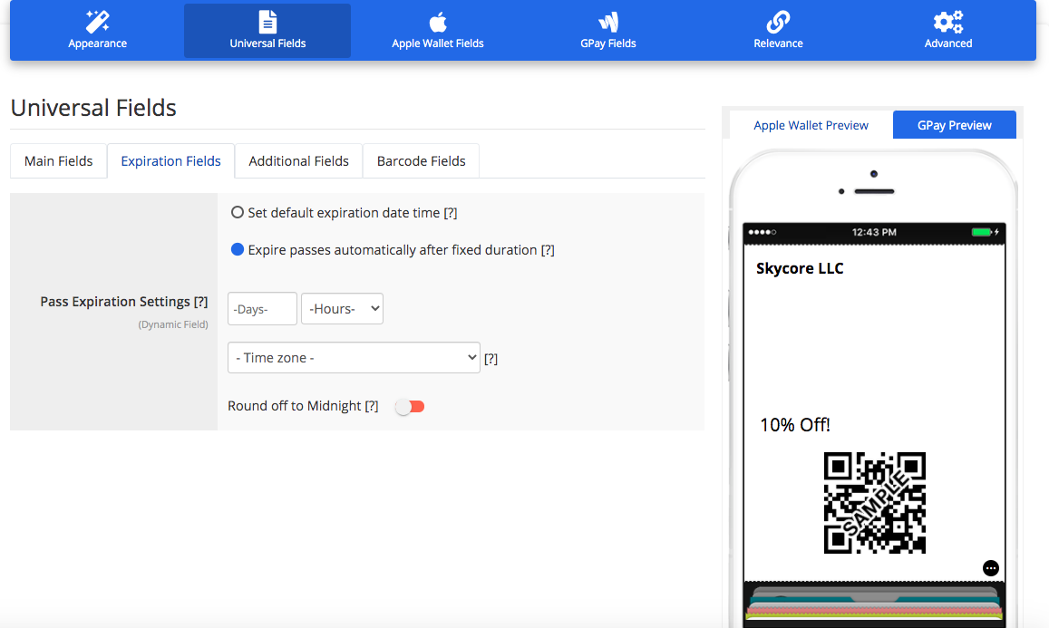 Coupon Layout 1 Expiration fields