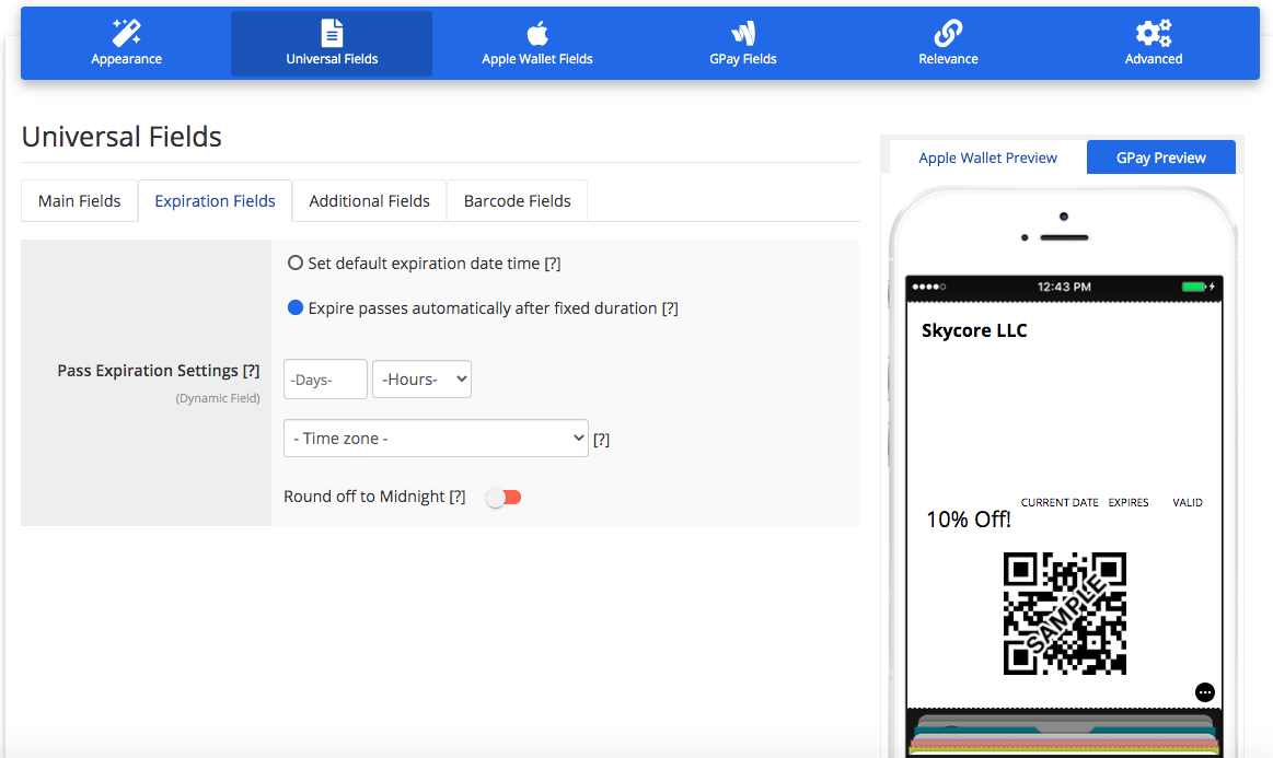 Coupon layout 2 expiration fields