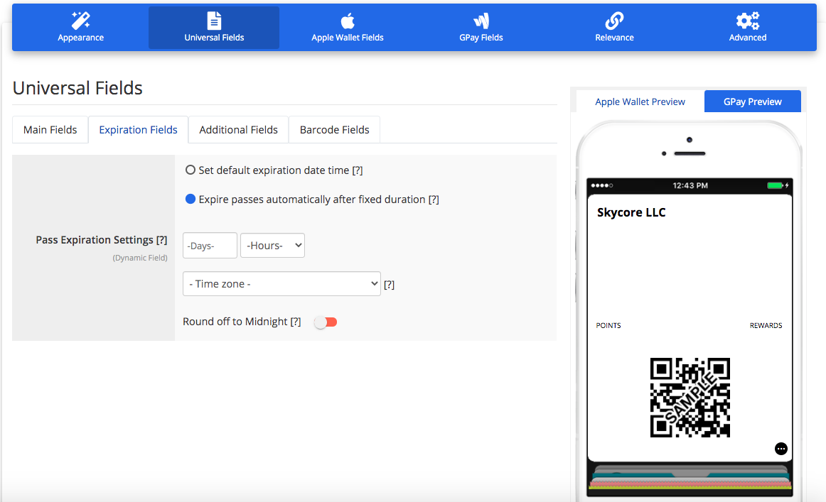 Loyalty Card layout 1 expiration field