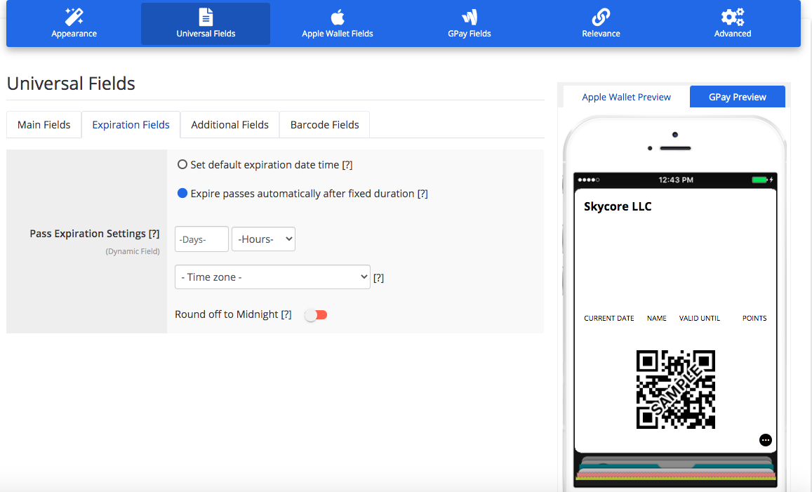 Loyalty Card layout 2 expiration fields