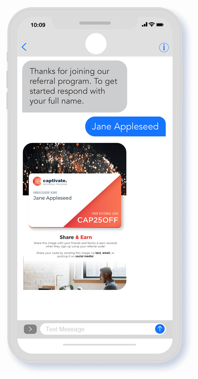 Referral Program Text Message Referral Sign Up Process