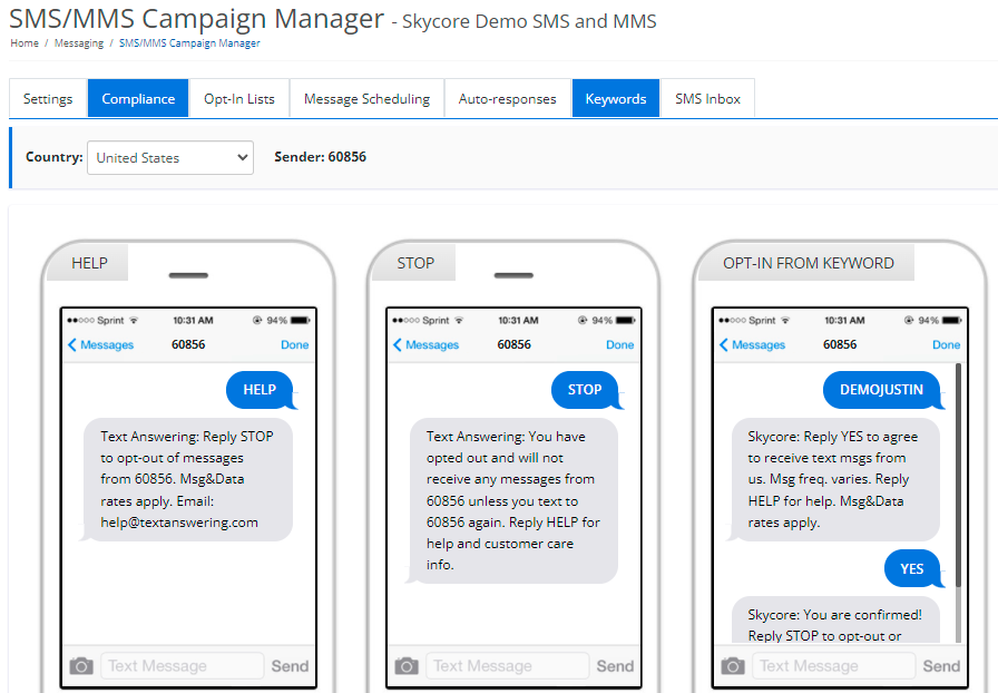 Compliance message flow