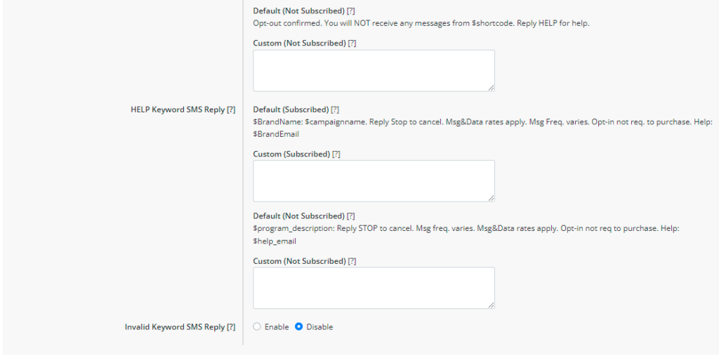 SMS MO settings 2