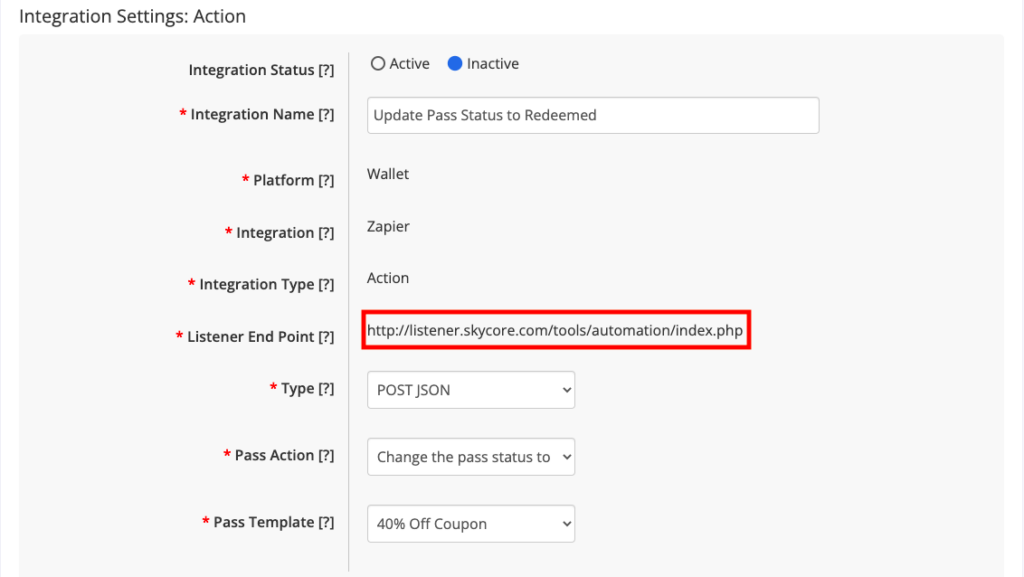 fill out skycore details