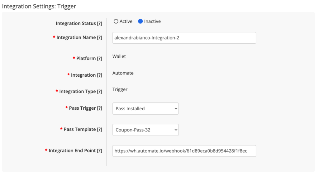 setup the wallet trigger on Skycore
