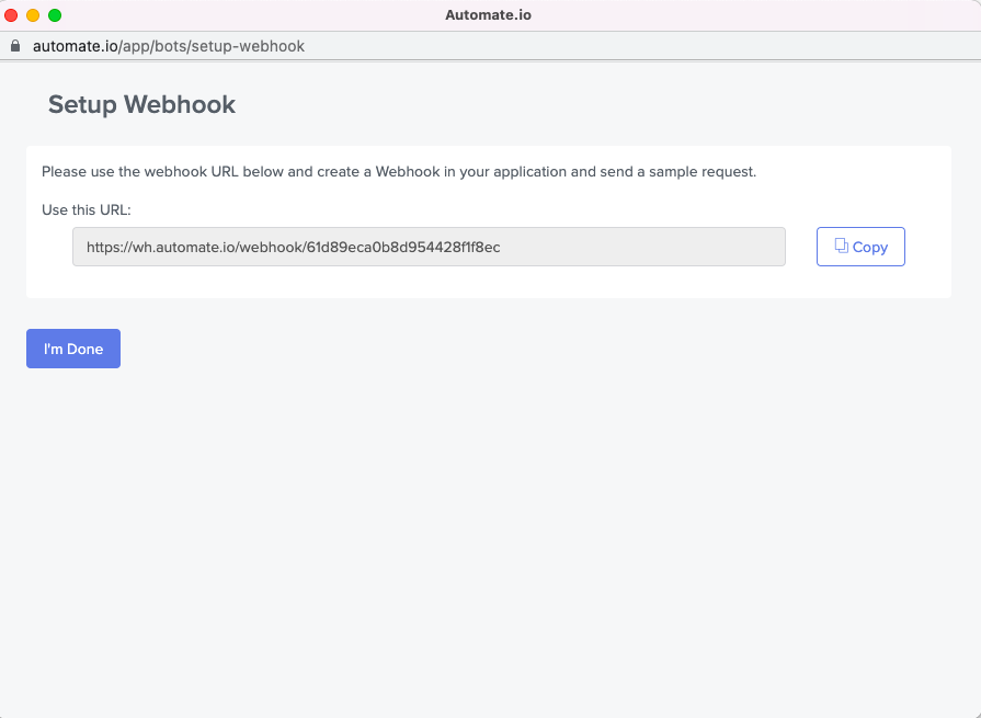 Copy the webhook URL