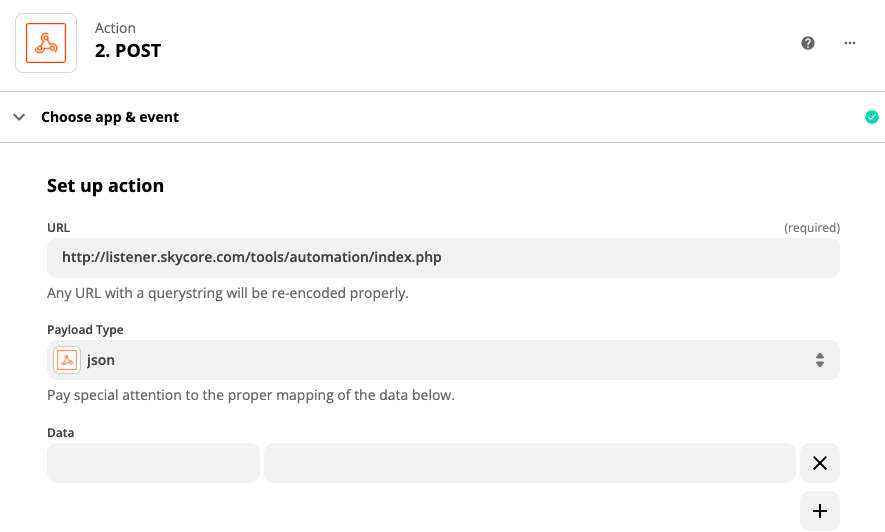 fill out wallet action details on zapier