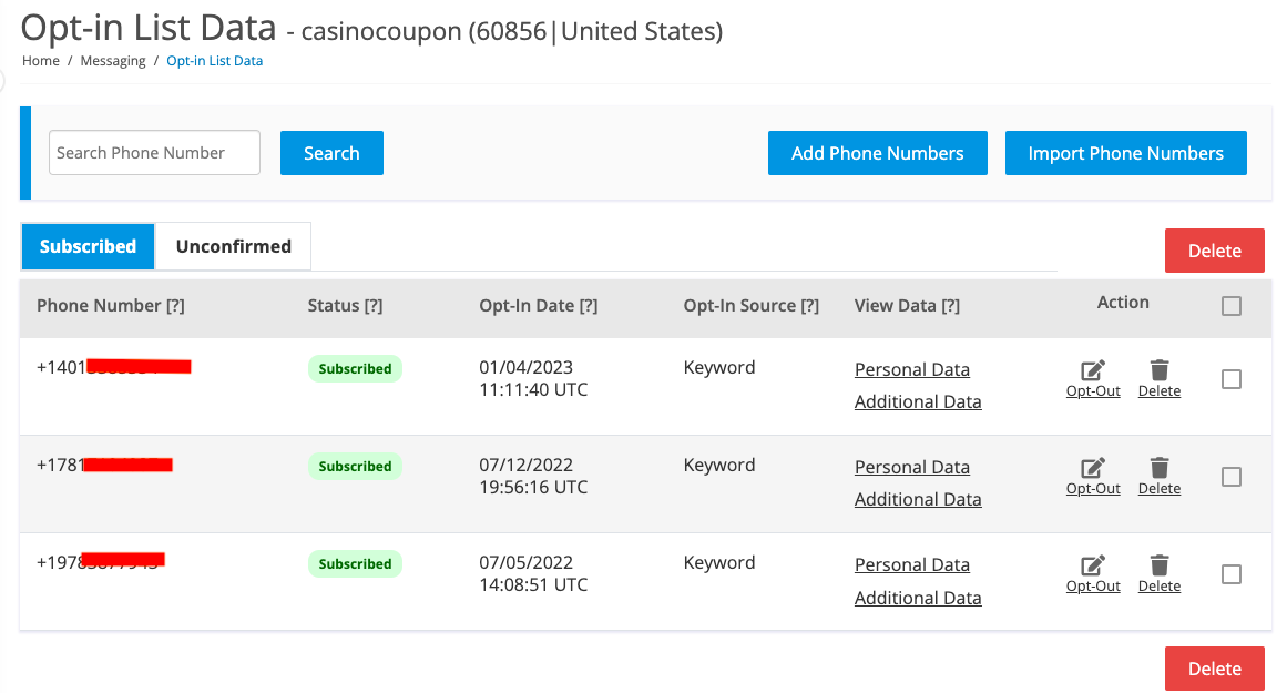 Opt-In List Subscribers