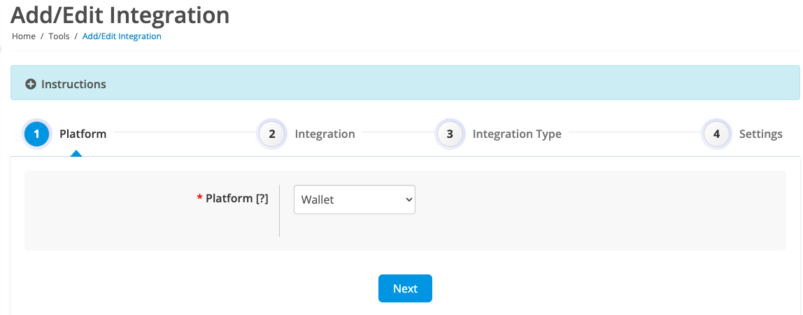 choose wallet as the platform