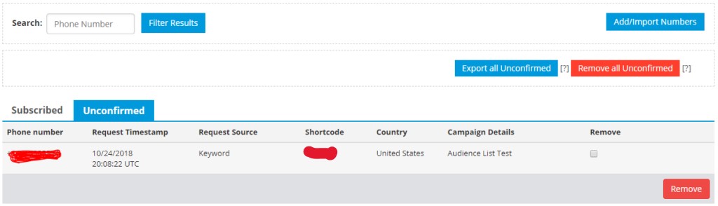 Opt-in List Data - Unconfirmed