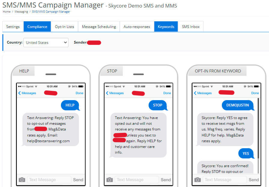 Compliance message flow